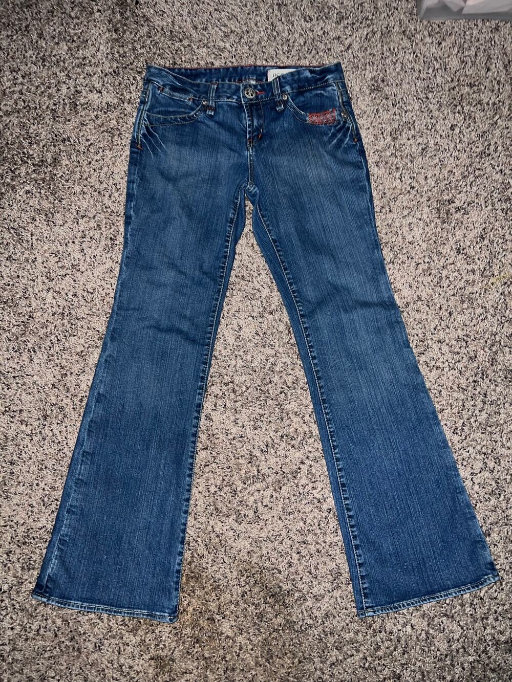 BCBGIRLS Women's Bootcut Jeans Orange Contrast Stitching Size 29